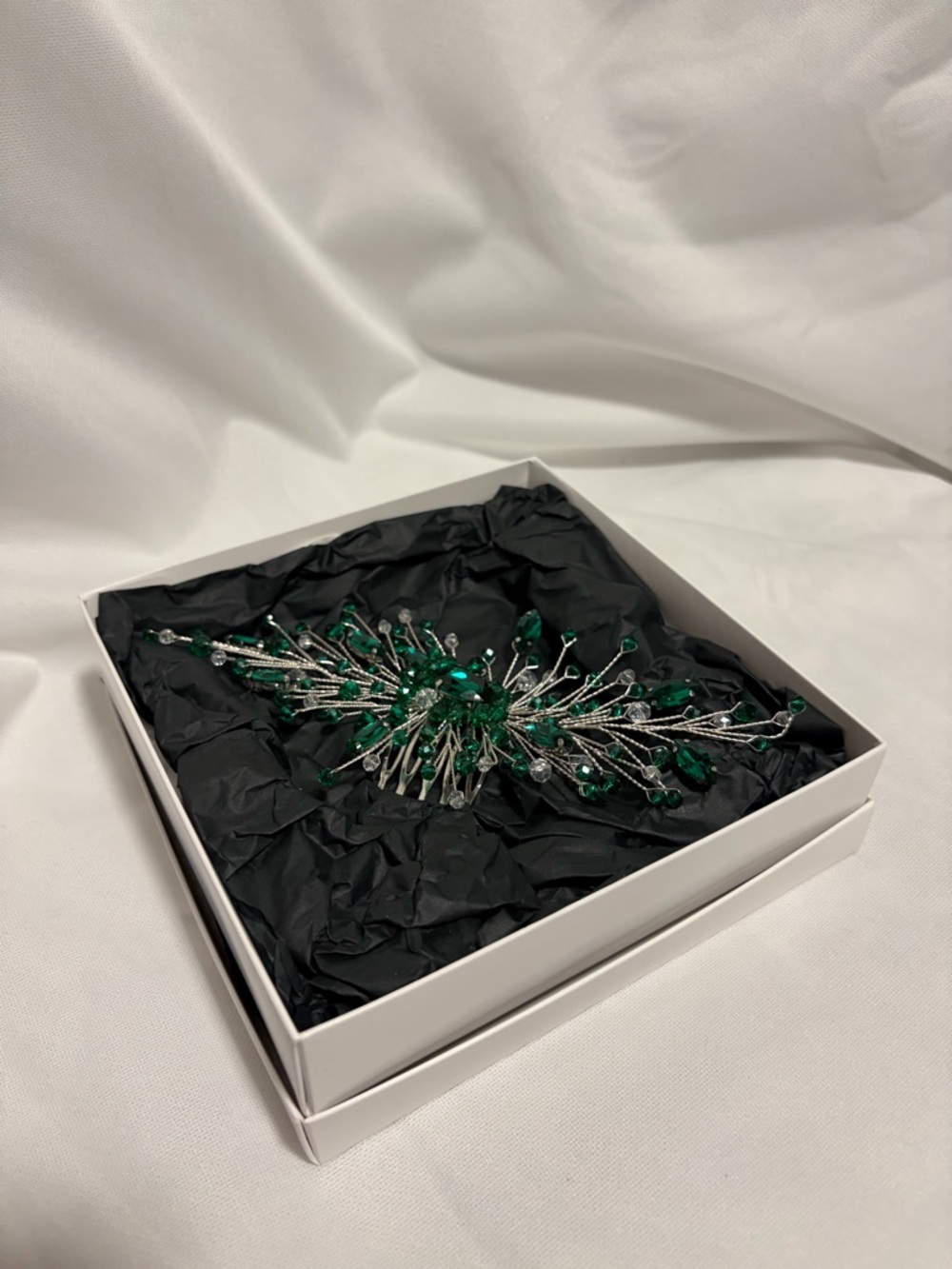 Bridal Emerald Crystal Burst Hair Clip - Women Jewelry